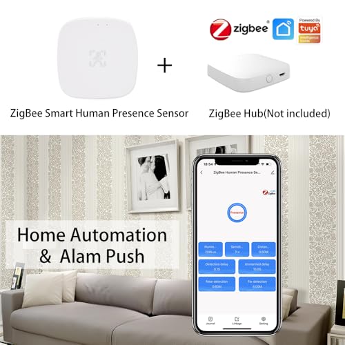 Wenzhiiot Presence Sensor, Wenzhiiot Smart Motion Sensor Zigbee 5.8 Ghz Radar Mmwave Presence Sensor Movement Body Motion Detection With Luminance/Distance Tuya Smart Life Home Assistant thumb #2