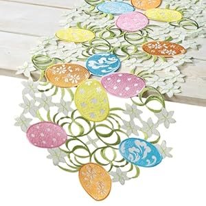 Current Easter Egg Table Runner - 13 x 72-Inch Easter Indoor & Outdoor Dining Decorations, Embroidered Home Decor, Holiday Centerpiece, Machine Washable Polyester Current Easter Egg Table Runner 13 x 72 Inch Easter Indoor Outdoor Dining Decorations Embroidered Home Decor Holiday Centerpiece Machine Washable Polyester