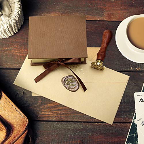 Chrider Wax Seal Stamp Set, 6 Pieces Sealing Wax Stamps, Wax Stamp Seal Kit for Invitations, Envelopes, Wine Packaging, Greeting Cards, Gift Box Set with Brass Color Head & Wooden Handle