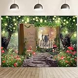 Renaiss 8x6ft Fairy Tale Books Backdrop Fantasy Mushroom Enchanted Forest Magic Book Photography Background Once Upon A Time Wonderland Wedding Birthday Baby Shower Party Decor Photo Booth Props