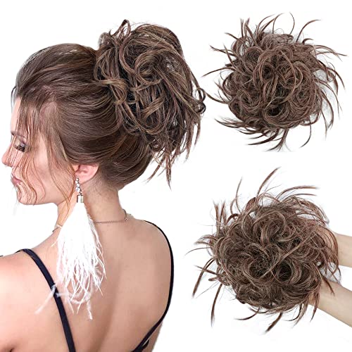 HMD Tousled Updo Messy Bun Hairpiece Hair Extension Ponytail with Elastic Rubber Band Updo Ponytail Hairpiece Synthetic