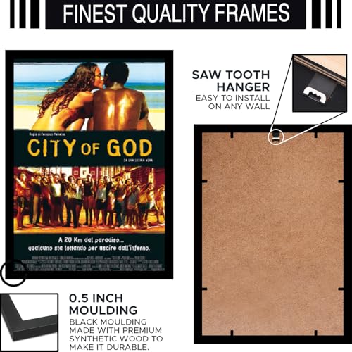 Image of BLINKART City Of God (2002) Movie Poster Frame 8x12 Inch | Premium 300 GSM Paper Wall Print | Vintage Film Artwork for Home, Bedroom, Living Room, Office | Framed Photo Decor