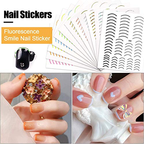 EBANKU Lächeln Muster Nagel Aufkleber Gold Silber 3D Laser Metallic Nail Art Aufkleber Selbstklebend Nagelsticker für… – Bild 4