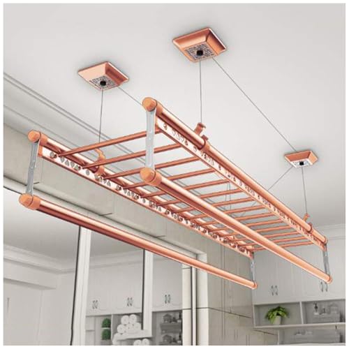 Generico Stendibiancheria da soffitto in Alluminio - Stendibiancheria con carrucola a 4 Barre, Soluzione salvaspazio per l'asciugatura in Balcone e in Ambienti Interni, Robusto e Facile da installare