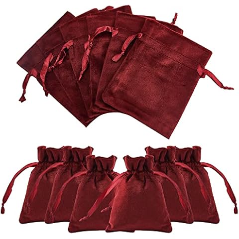 Bolsas de terciopelo rojo oscuro NBEADS Cover