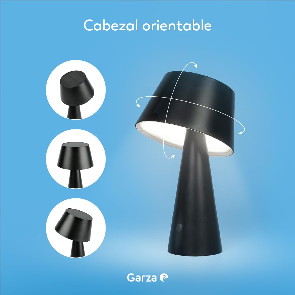 Garza Lampa solarna LED, 500 lm, ciepłe światło 3000 K, podwójne ładowanie (Solar i USB-C), 26 godzin autonomii, 4 tryby oświetlenia, IP44, odporna na działanie na zewnątrz i wewnątrz