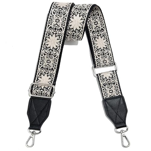Image of Purse Strap,1.5 inch Leather End Shoulder Strap Adjustable Replacement,Retro Multi-Pattern Crossbody Bag Straps