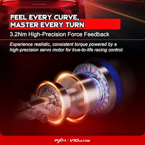 Image of PXN V10 Ultra Direct Drive Racing Wheel, 3.2Nm Force Feedback, Hall Effect Metal Pedals, 4 Aluminum Paddle Shifters, Sim Racing Wheel for PC, PS4, Xbox Series