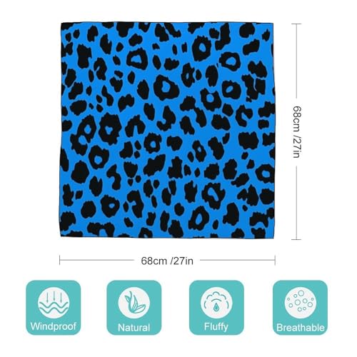 Blue And Black Leopard Print Women Hair Scarf Square Silk Like Head Scarves Handkerchief Satin Neck Scarf2