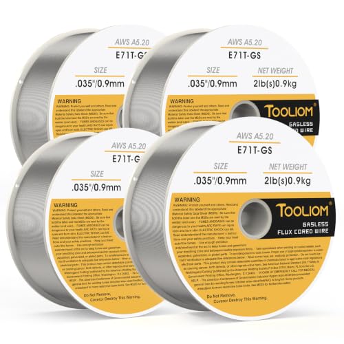 Image of TOOLIOM E71T-GS .035 inch Gasless Flux Core Welding Wire 2LB, 4pcs | Welds carbon steel in all positions, minimal spatter, easy slag removal