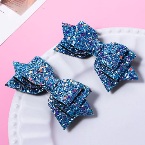 Pinzas para cabello de glitter azul 4 pulgadas 2 piezas miniatura 2