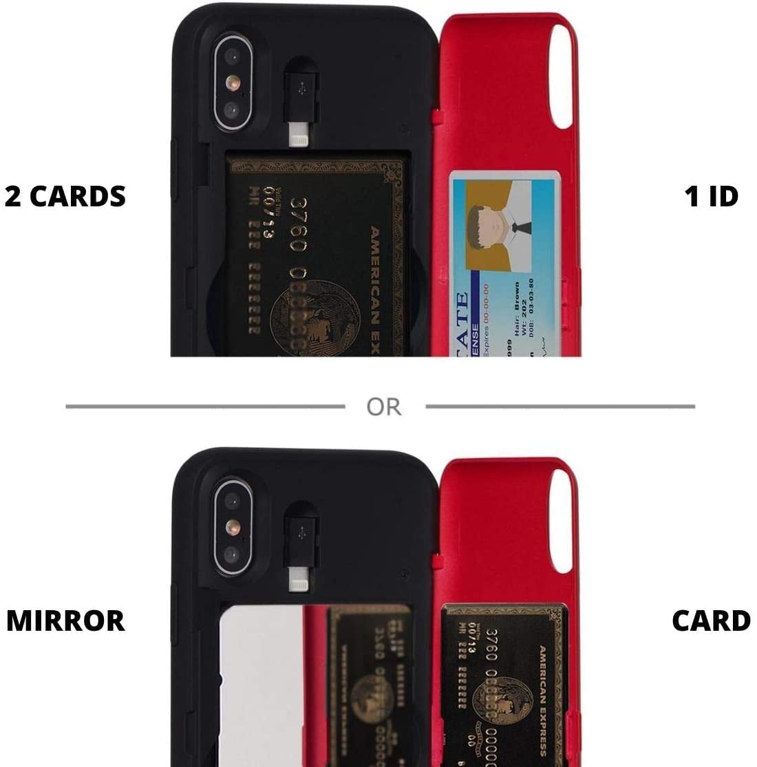 TORU CX PRO Cover Portafoglio Progettata per iPhone XR Custodia con Porta Carte, Cinturino, Specchio e Adattatore Lightning - Nero