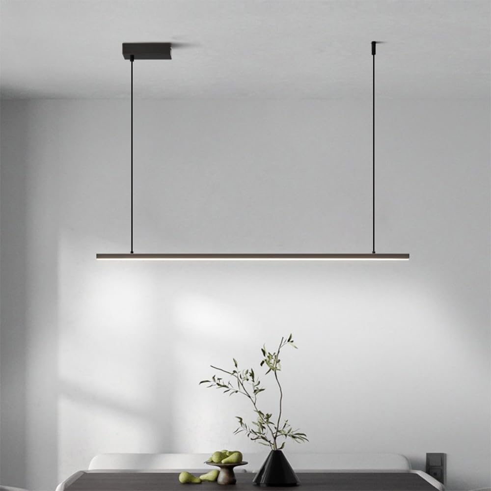 Lampada a Sospensione Nera, Lampada da soffitto lineare Minimalista, Lampada a LED per Isola Cucina, Lampada a Sospensione Lunga, Lampada da Tavolo da Pranzo, Lampada da Ufficio.