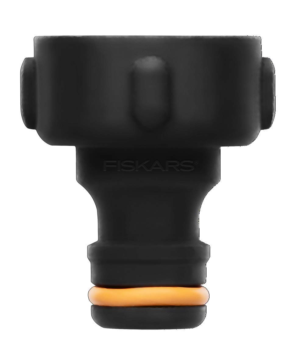 Fiskars Złącze kranowe, do kranów, Ø 26,5 mm (G 3/4), FiberComp, rozmiar uniwersalny, 10 g, czarne/pomarańczowe, 1027054