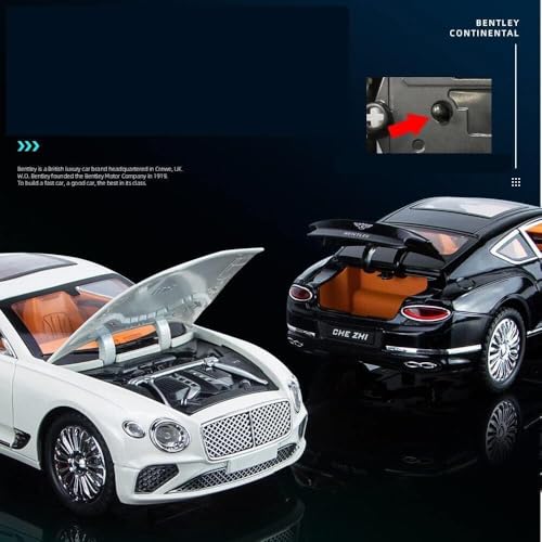 Image of Exclusive Alloy Metal Pull Back Die-Cast Car Diecast Metal Pullback Toy Car with Openable 6 Doors,Light Music Boys Gifts Toys (1:24 Bentley Continental GT-Multicolor)