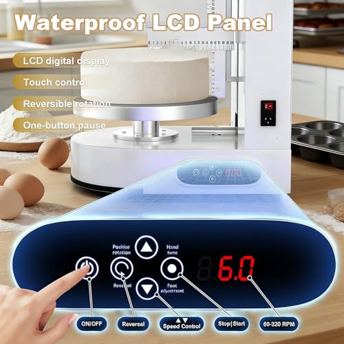 Automatischer Kuchenglätter – 200 W einstellbare Geschwindigkeit, Kuchenglasur-Drehteller für 10,2–30,5 cm Schichtkuchen, kompaktes Design für Heimbäcker und Bäckereien, perfekt für glatte Oberflächen
