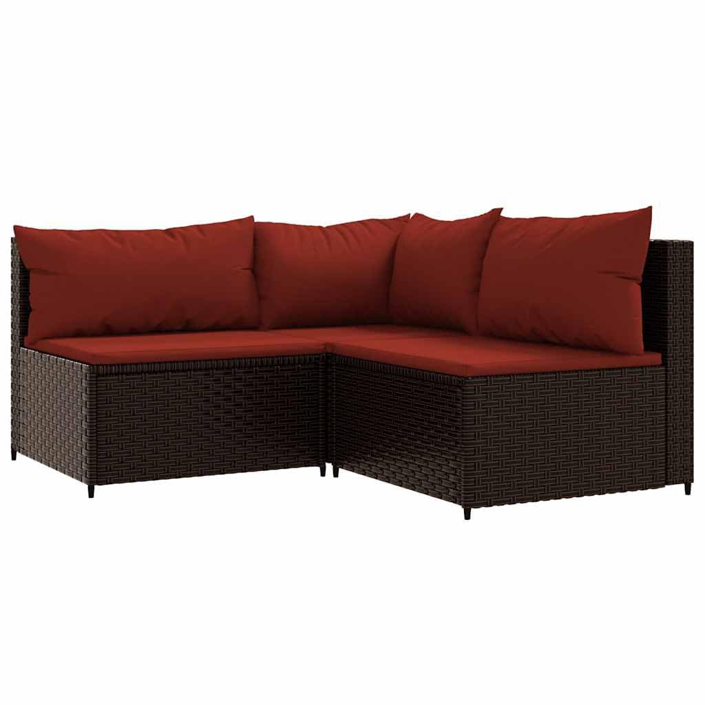 vidaXL Salon de Jardin 4 pcs avec Coussins Marron Résine tressée, Ensemble de Salon d'extérieur, Ensemble de mobilier d'extérieur, Ensemble de mobilier de Patio