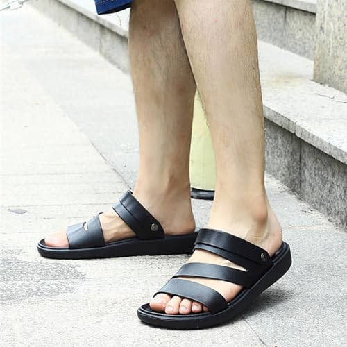 Summer Sandals Men, Men's Sports Summer Beach Slippers Sliding Outdoor Remote Sandal Sale Clearance (Black 6.5 UK)3