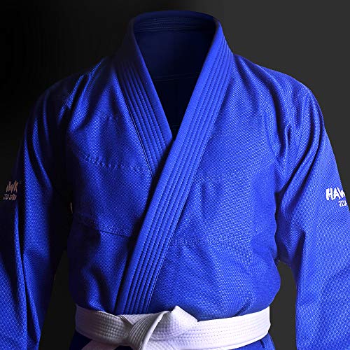 Brazilian Jiu Jitsu Gi BJJ Gi for Men & Women Uniform Kimonos Ultra Light, Preshrunk, Free White Belt!!! (Blue, A4)