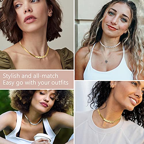 FindChic-Stunning-Choker-Herringbone-Chains-for-Women-Stainless-Steel-18K-GoldRose-Gold-Plated-Snake-Chain-Necklaces-3MM5MM-Width-125inch-15inch-Adjustable-with-Jewelry-Box