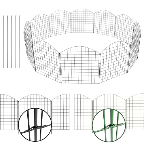 NewHabitat | 10x Teichzaun Steckzaun aus Metall, Anthrazit, 78cm - Erweiterbares Zaunset für Garten, Teich, Pool und Tiergehege