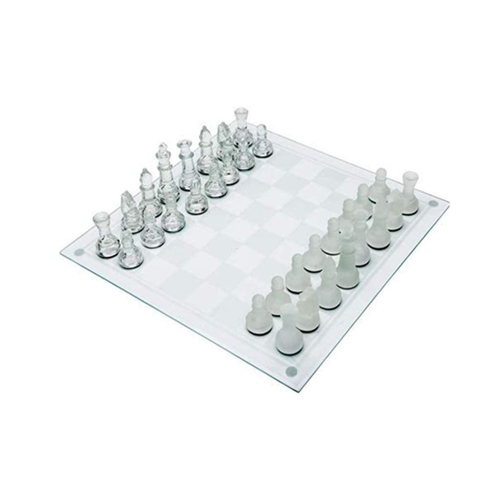 Chess Glass Chess Game Set, Solid Glass Chess Pieces With Padded Bottom, Handmade Crystal Chess Board Youth Adults Play Set Chess Set (Size : Medium)