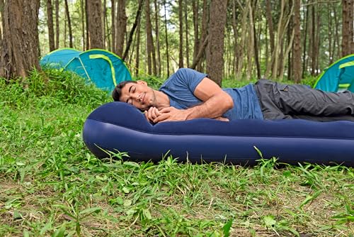 Bestway Single-Luftbett mit integrierter Fußpumpe 188 x 99 x 28 cm, Dunkelblau