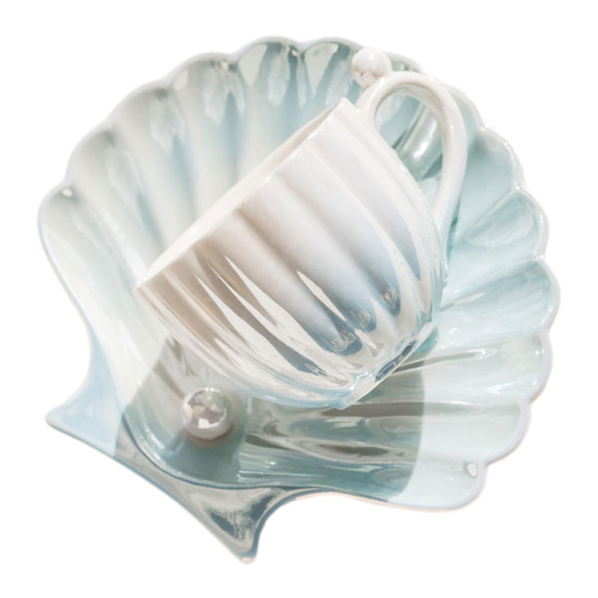 Kichvoe Set di Tazze da Caffè Elegante e Delicato in Ceramica 300ml con Piattino Base Piatta e Lavorazione Raffinata per Bere Caffè o Succhi di Frutta