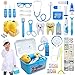Withosent 40PCS Malette Docteur Enfant Jouet avec Déguisement de Docteur, Rôle Jouets du Docteur pour Fille Garcon Enfants, Kit Medecin Outils Stetoscope Cadeau pour Garçon et Fille (Bleu)