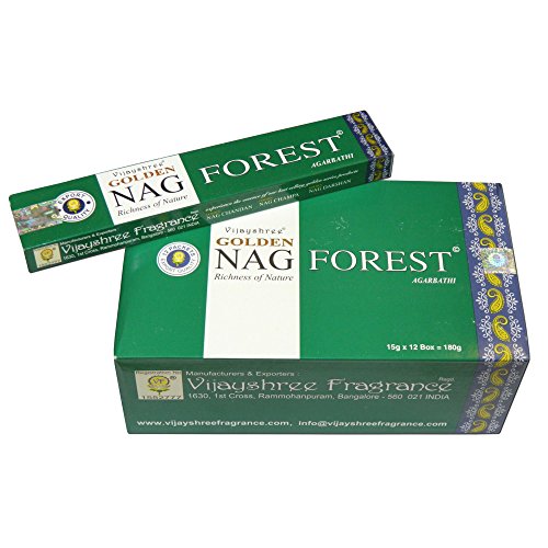 Encens Vijayshree Golden Nag Forest 12 boîtes Parfum Forêt Bâtonnets d'encens indiens Cover