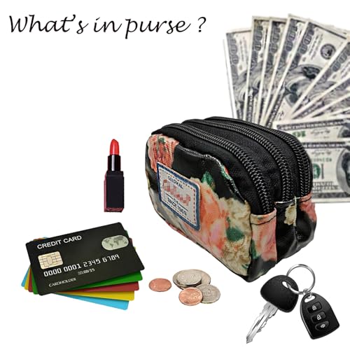 Small Printed Nylon Wristlet Wallet Women 3 Zipper Clutch Detachable Strap Water Resistant Coin Purse Gift (STYLE 3)4