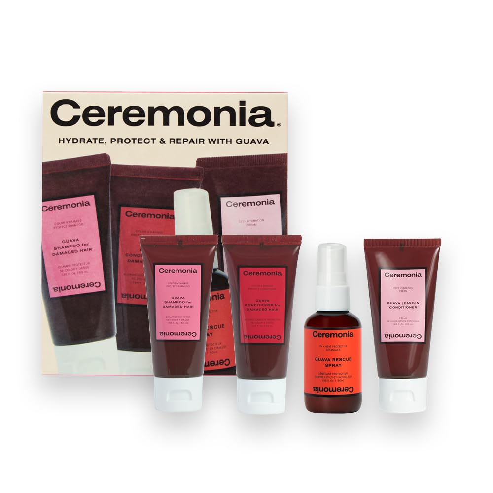 Ceremonia Guava Travel On-the-Go Kit | 4 Piece Hair Care Set