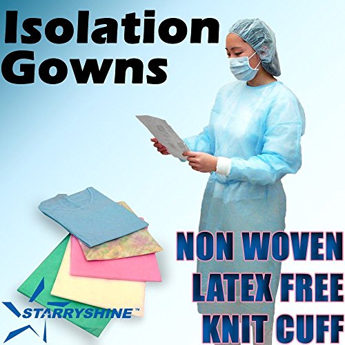 Dental Medical Latex Free Disposable Isolation Gowns Knit Cuff Non Woven | Fluid Resistant (50 Gowns / 5 Packs, White) - Thumbnail 5