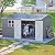 YOPTO 12x10 FT Outdoor Storage Shed,Metal Shed W/Window & Floor Frame,Garden Tool House W/Sloped Roof,Lockable Doors & Air Vents,for Backyard Patio Lawn,Gray