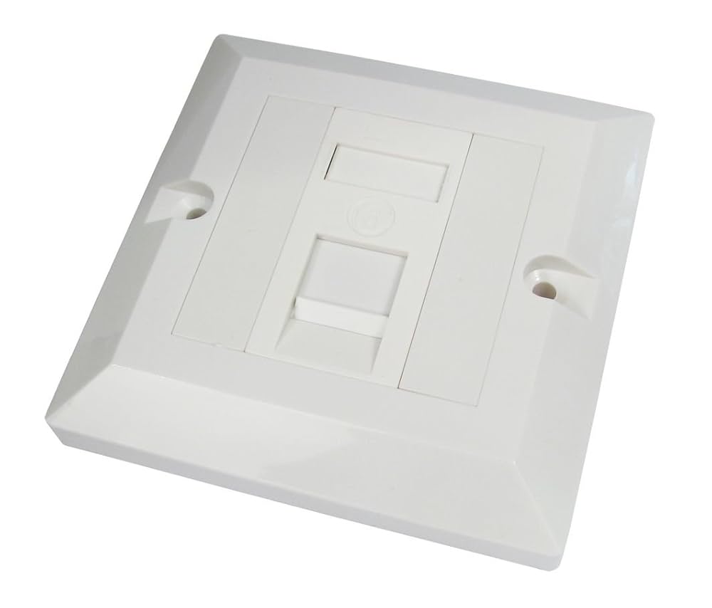 Rhinocables Ethernet Faceplate Single & Double Socket RJ45 Network Face Wall Plate Various CAT5e CAT6 CAT6A Gigabit 1 2 4 Port (4 Port, CAT6
