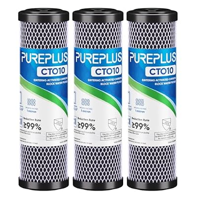 1 Micron 2.5" x 10" Whole House CTO Carbon Water Filter Cartridge Replacement for Under Sink Water Filter System, Dupont WFPFC8002, WFPFC9001, FXWTC, SCWH-5, WHEF-WHWC, WHCF-WHWC, AMZN-SCWH-5, 3Pack