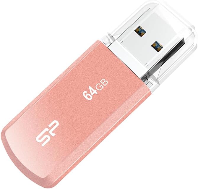 Silicon Power 64GB USB 3.0 Flash Drive, Helios 202 Series, Pink, Aluminum Casing Built-in Strap Hole, USB 3.2 Gen 1 USB 2.0 Thumb Drive Pen Drive Memory Stick