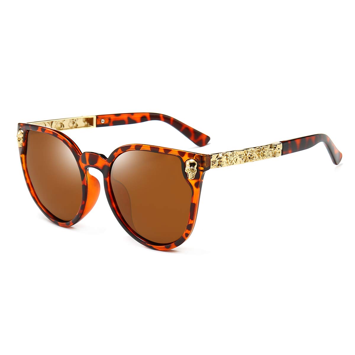 Dollger Rimless Skull Design Cat Eye Sunglasses UV400 Protection