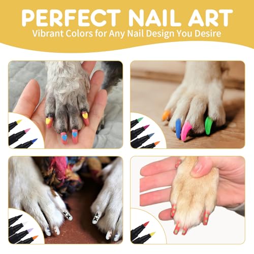 Image of 9 Colors Dog Nail Polish Pens Quick Dry, Dog Safe Nail Polish, Easy to Apply, Non Toxic, Paint for Paws, DIY Puppy Nails