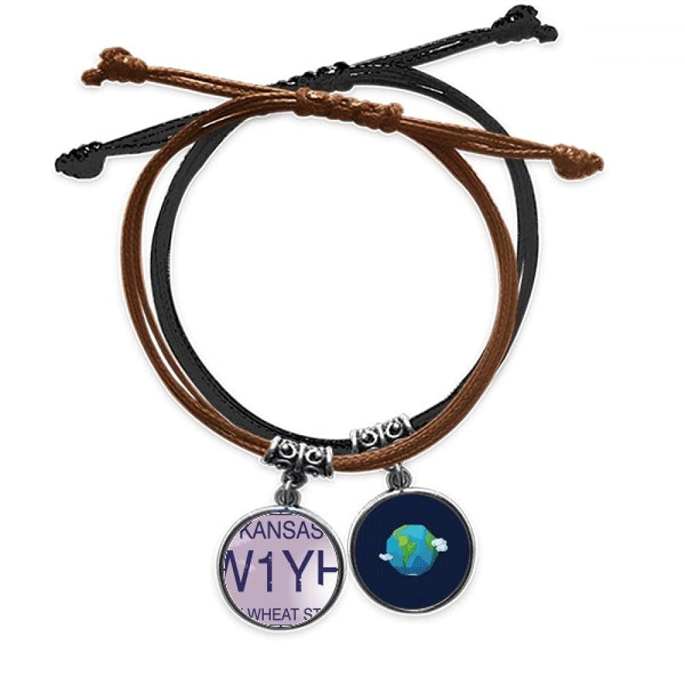 Pulsera de cuero americana ajustable con cuerda de mano retro 3