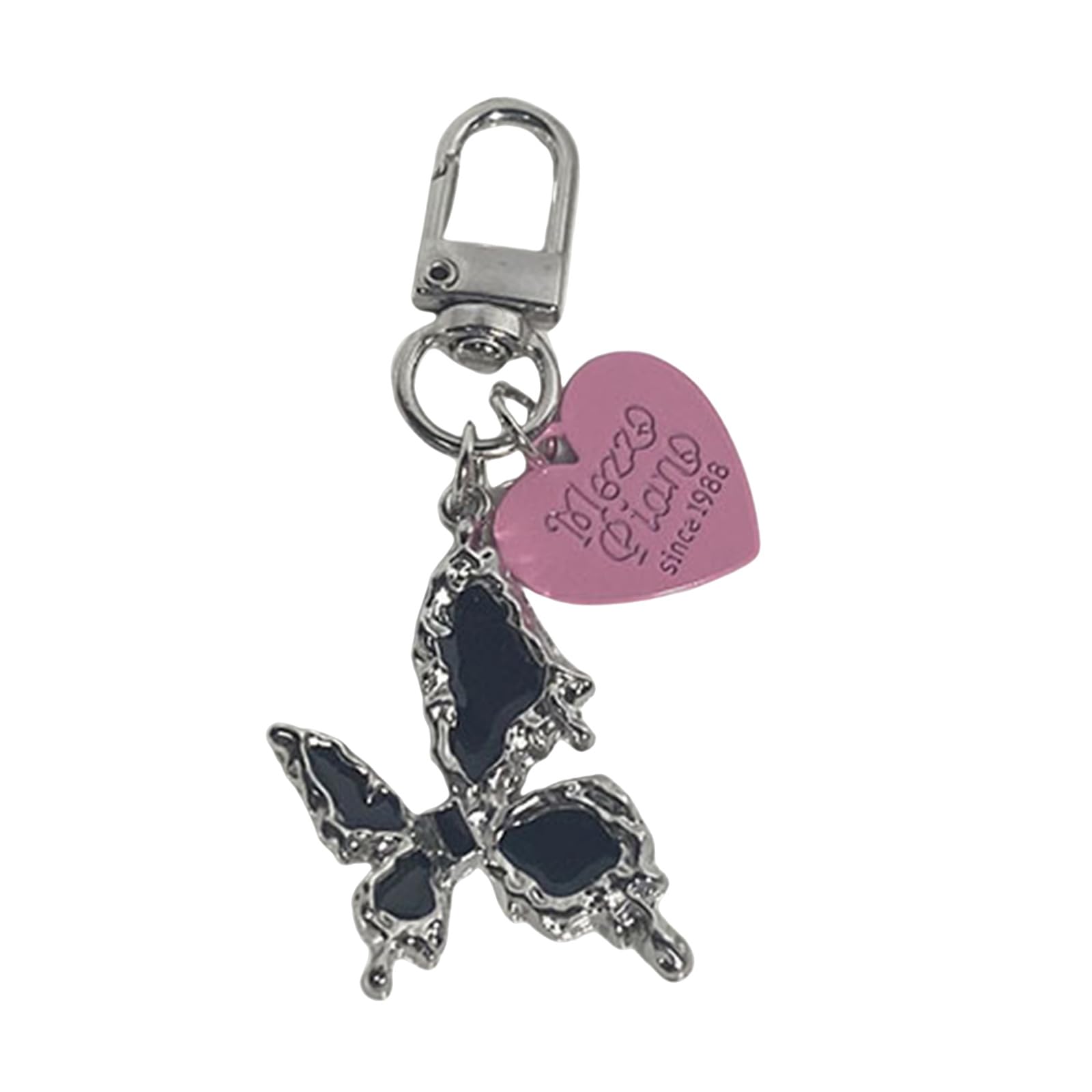 Baodss Gothic Crosses Butterfly Keychain Dark Tone Zines Alloy Portable Sturdy Accessory for Keys Bags Everyday Use