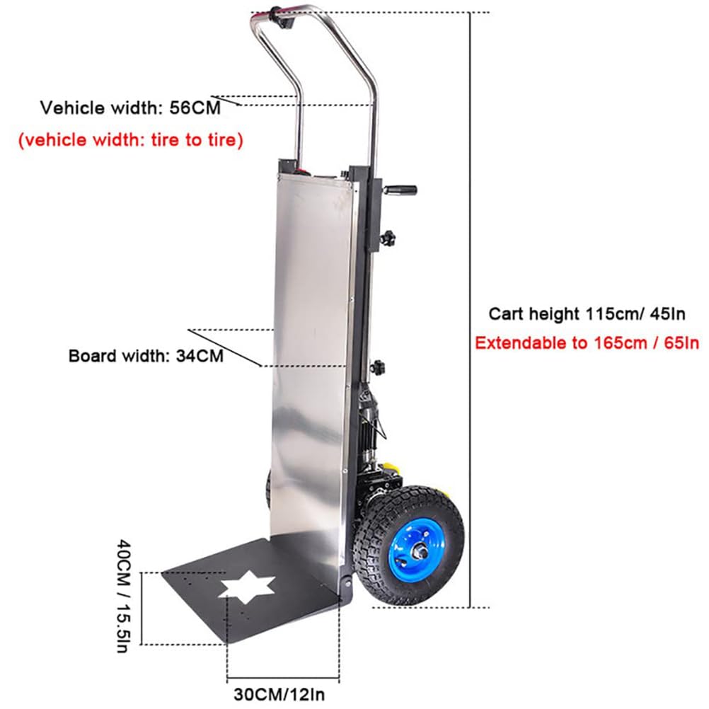Carrello Elettrico per Salire Scale, con Maniglia Telescopica, salire le scale pesanti con corda di sicurezza e pompa ad aria per il trasporto di mobili,001
