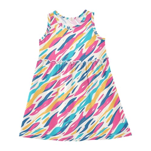 KLL Camouflage Pattern Trendy Style Girls Dressy Dresses Casual Beach Sundress Summer Clothes O Neck