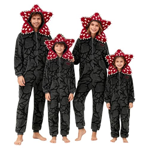 Demogorgon kostüm Unisex 3D Demogorgon Onesie Kostüm Weihnachts Pyjama Familie Set Winter Pajamas Flauschig Kuschelanzug Weihnachten Schlafanzug...