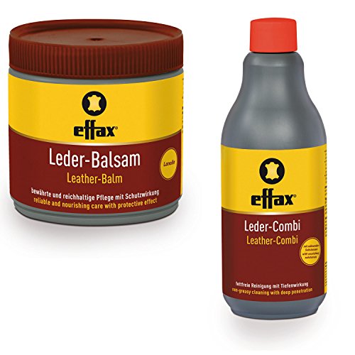 Effax - Bálsamo para cuero Top piel cuidado 500 ml con cera de abejas, lanolina y avocadoöl + Piel De Combi piel limpiador 500 ml en Set Cover