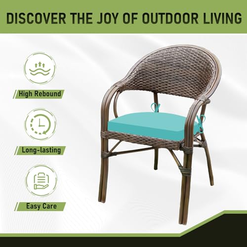 Image of Basic Beyond Outdoor Chair Cushions Set of 4, Outdoor Cushions for Patio Furniture, Water Resistant Patio Chair Cushions with 2 Ties, 17x16x2, Teal