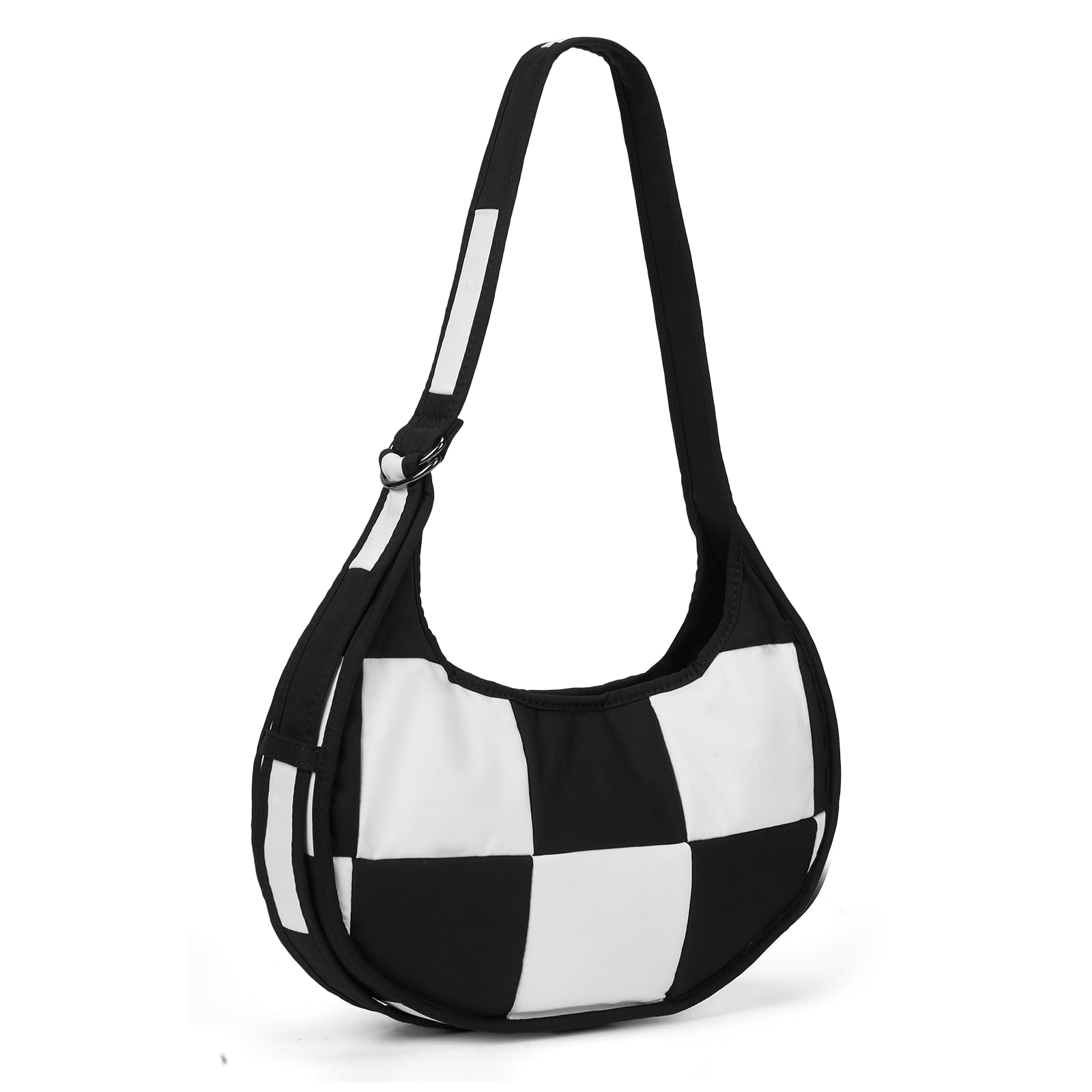 Photo 1 of ANKICK Checkered Crossbody Crescent Bag Medium Shoulder Hobo Cloud Bag Structured Casual Travel with Checkerboard Quilting