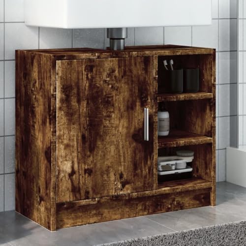 Generico Mueble lavabo roble ahumado 63 x 29 x 55 cm de madera multicapa, juego de muebles para baño, 848133