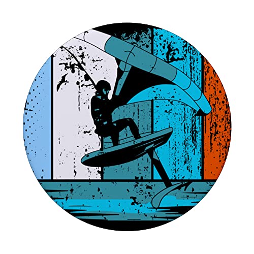 Wing Surf Wing Foil Wingsurfer Retro PopSockets Swappable PopGrip, Black - Image 3