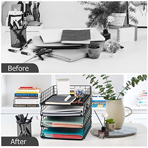 image for Tunnkit Stackable Letter Tray Paper Organizer, Metal Desk Organizer Tr